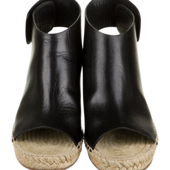 Celine Black Leather Wedge Espadrilles - Picture 10 of 10